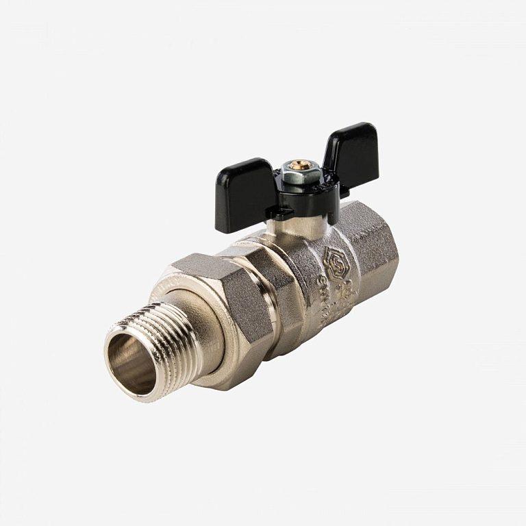 Кран шаровый прямой Stout ВР-HР 3/4" с американкой